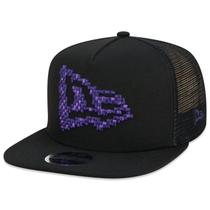 Bone New Era 9FIFTY Original Fit A-Frame Trucker Snapback Tecnologic Aba Reta Preto Aba Reta Snapback Preto