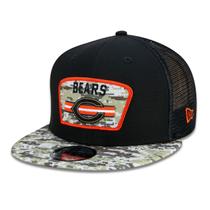 Bone New Era 9FIFTY Trucker Chicago Bears Salute To Service NFL Snapback Aba Reta Preto Aba Reta Snapback Preto