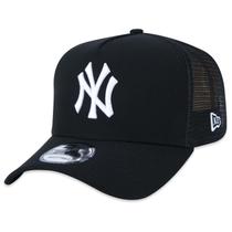 Bone New Era 9FORTY A-Frame Trucker Snapback MLB New York Yankees Aba Curva Preto Aba Curva Snapback Preto