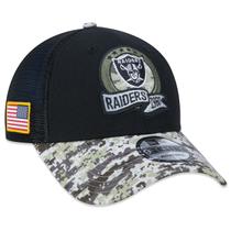 Bone New Era 9FORTY Las Vegas Raiders Salute To Service 2022 Trucker Aba Curva Aba Curva Snapback Preto