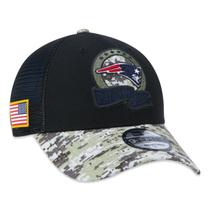 Bone New Era 9FORTY New England Patriots Salute To Service 2022 Trucker Aba Curva Aba Curva Snapback Preto