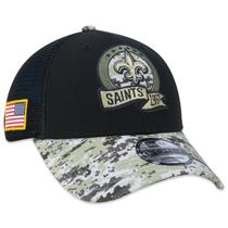 Bone New Era 9FORTY New Orleans Saints Salute To Service 2022 Trucker Aba Curva Aba Curva Snapback Preto