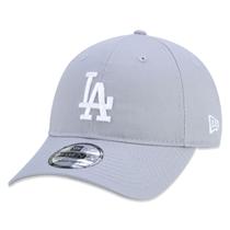 Bone New Era 9TWENTY MLB Los Angeles Dodgers Aba Curva Cinza Aba Curva Strapback Cinza