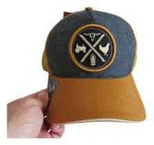 Boné Original Farm Bulls Country Agropecuária De Aba Curva Azul Com Caramelo