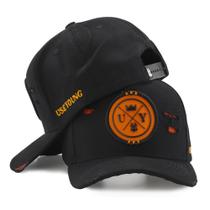 Boné Original Use Young Preto Masculino Feminino logo Laranja Estilo Rasgadinho