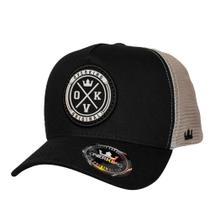 Boné Overking Aba Curva Trucker Patch Preto Bege Boné Overking Aba Curva Trucker Patch Preto Bege
