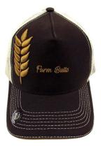 Bone Para Fazendeiro Bruto Colheita Marrom Com Bege De Tela Aba Curva 027