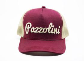 Boné pazzolini vinho com tela bege