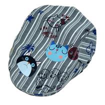 Boné plano ajustável com padrão listrado unissex com estampa de gato e cachorro Boné plano ajustável com padrão listrado unissex com estampa de gato e cachorro