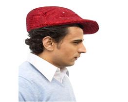 Boné plano Cabbie Hat Dress Up America Sequin Newsboy vermelho