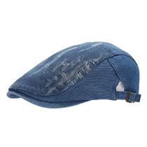 Boné plano, chapéu Gatsby Newsboy, jeans envelhecido, unissex