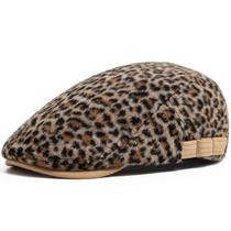 Boné plano com estampa de leopardo, alça ajustável, algodão/jeans, unissex