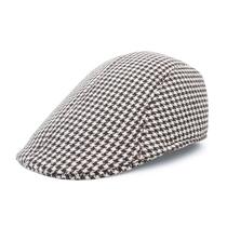 Boné plano com padrão Houndstooth para homens, algodão ou jeans Boné plano com padrão Houndstooth para homens, algodão ou jeans