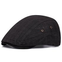 Boné plano Gatsby Newsboy, chapéu masculino, preto listrado, algodão