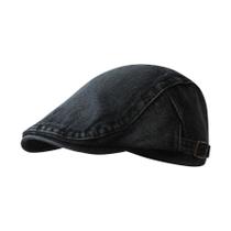 Boné plano Gatsby Newsboy Hat Jeans preto para homens e mulheres