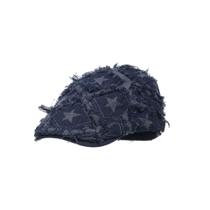 Boné plano, jeans envelhecido, unissex, estampa de estrelas, patchwork