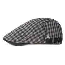Boné plano preto e branco xadrez de algodão ou jeans para homens Boné plano preto e branco xadrez de algodão ou jeans para homens