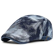 Boné plano unissex ajustável em azul e preto com estampa abstrata Boné plano unissex ajustável em azul e preto com estampa abstrata