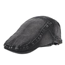 Boné plano unissex jeans vintage Gatsby Newsboy Hat Adjustab