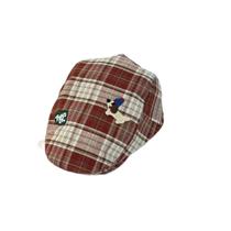 Boné plano, xadrez masculino com bordado de cachorro, vintage Gatsby Boné plano, xadrez masculino com bordado de cachorro, vintage Gatsby