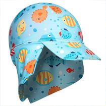 Boné Praia Bebê e Infantil Proteção UV 50+ Peixinhos Azul Tip Top Boné Praia Bebê e Infantil Proteção UV 50+ Peixinhos Azul Tip Top