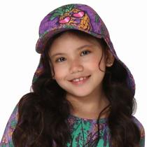Boné Praia Infantil Proteção UV Legionário Abacaxis Violeta UV.Line