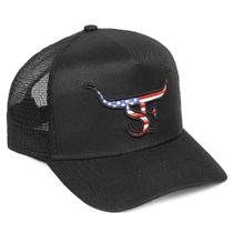 Boné Preto Country Estilo Americano Bordado Simprão Original Cowboy Style