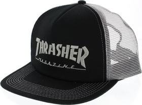 Boné preto e prata com logo Thrasher bordado e ajuste em tela Boné preto e prata com logo Thrasher bordado e ajuste em tela