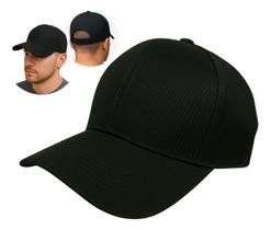 Boné Preto Liso Básico Aba Curva Leve Ajuste Em tiras autocolantes