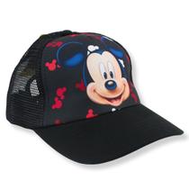 Boné Preto Mickey Aba Curvada Com Ajuste