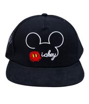 Boné Preto Mickey Aba Reta Com Ajuste Boné Preto Mickey Aba Reta Com Ajuste