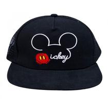 Boné Preto Mickey Aba Reta - Disney Boné Preto Mickey Aba Reta - Disney