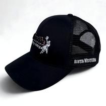 Boné Preto Trucker Austin Original Bordado 3d Snapback Top