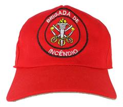 Boné Profissional Vermelho Brim Bordado Brigada De Emergência Uniforme Para Brigadistas E Socorro