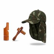 Boné Protetor Pescoço + Apito Inhambu e Apito Perdiz Madeira Boné Protetor Pescoço + Apito Inhambu e Apito Perdiz Madeira