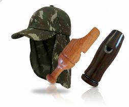 Boné Protetor Pescoço + Apito Macuco 17 + Apito Codorna