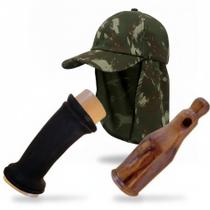 Boné Protetor Pescoço + Apito Rola 21 + Apito Aracuã c Fole Boné Protetor Pescoço + Apito Rola 21 + Apito Aracuã c Fole