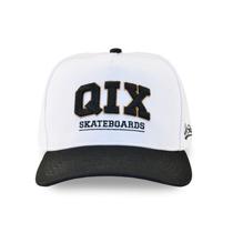 Boné QIX Skateboards Snapback Preto Branco Original