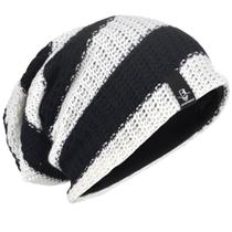 Boné Rasta de Crochê Slouchy Beanie VECRY - Para Homens (Branco/Preto)