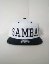 Boné Samba Branco Preto Aba Reta Snapback Adulto