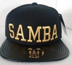 Boné Samba Preto Aba de Couro com Regulagem Snapback
