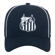Boné Santos Silk Frontal Licenciado Sportcom Preto Branco Boné Santos Silk Frontal Licenciado Sportcom Preto Branco