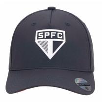 Boné São Paulo Silk Frontal Aba Tricolor Supercap Preto Boné São Paulo Silk Frontal Aba Tricolor Supercap Preto