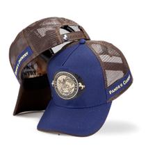 Boné Sertanejo Telinha Trucker Azul Marinho Marrom Aba Curva Country Peão