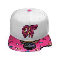 Boné Snapback Aba Reta Donuts Of Branco Rosa Rhs-329 Rhino Size