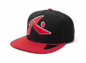 Boné Snapback Aba Reta Preto e Vermelho Bordado R Logo Surf Skate Streetwear Premium Ajustável