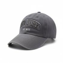 Boné Snapback New York Vintage Algodão Lavado Bordado Retrô Luke Sports Cor:Cinza
