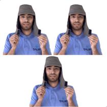 Boné Sol Árabe Brim Cinza Proteção 3 Unidades