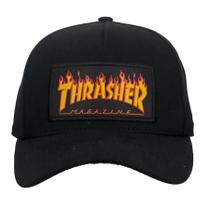 Bone thrasher aba curva flame logo patch preto