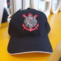 Boné Timão Corinthians Futebol Aba Curva Trucker Fiel Torcedor Preto